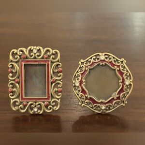 Jay Strongwater Elegant Gold and Red Miniature Decorative Frames